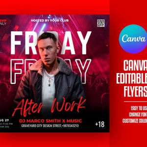 EDITIERBARE Canva, DJ Flyer Vorlage, Night Club Party Flyer, Party Invite Flyer, DJ Disco Flyer, Birthday Bash Flyer, Social Media