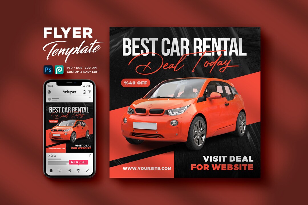 EDITABLE Car Rent Flyer, Editable Car Rental Service Design, DIY Auto
