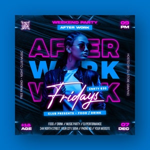 EDITABLE Club Flyer Template, Event Flyer, Night Party Invite Flyer , DJ Disco Flyer, Social Media Premade Flyer Design for Men