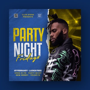 Event Flyer, DJ Flyer Template, Club Flyer, Party Invite Flyer, DJ Disco Flyer, Birthday Bash Flyer, Social Media Premade Flyer Design