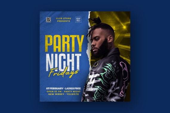 Event Flyer, DJ Flyer Template, Club Flyer, Party Invite Flyer, DJ Disco Flyer, Birthday Bash Flyer, Social Media Premade Flyer Design