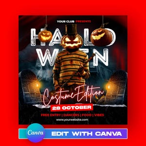 EDITIERBARE Halloween Flyer, Halloween Night Party, Halloween Vorlage, Halloween Vorlage, Scary Night, Night Club Party Flyer, Canva Flyer