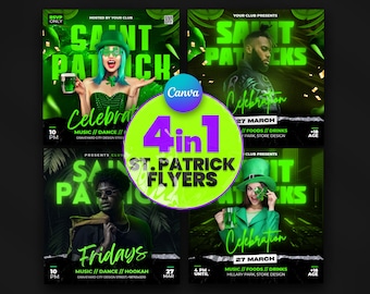 CANVA St Patrick's Day Flyer Template, St Patrick's Party Flyer Template, St Patrick's Day Invitation Template, Social Media, Lucky Day