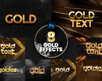 BUNDLE Gold Text Effect, 3D Text, text effect, styles, photoshop