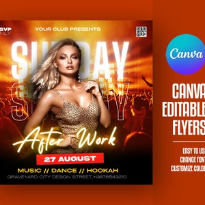 EDITABLE Canva, DJ Flyer Template, Night Club Party Flyer, Party Invite Flyer, DJ Disco Flyer, Birthday Bash Flyer, Canva Social Media Flyer