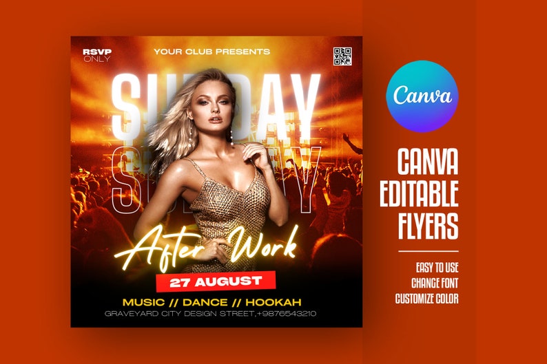 EDITABLE Canva DJ Flyer Template Night Club Party Flyer Etsy