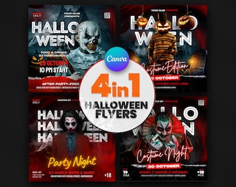 EDITABLE Halloween Flyer, Halloween Night Party, Halloween Template, Halloween Template, Scary Night, Night Club Party Flyer, Canva Flyer