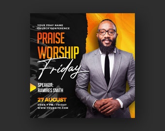 Church Flyer Praise & Worship, Editable Template Worship Flyer, Church flyer, Flyer Sale, Church Flyer Template, Worship Flyer Design