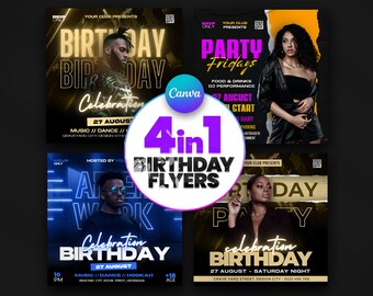 Editable Birthday Party Event, Editable Template, Birthday flyer, Birthday Invitation, Invite, Flyer, Social Media Flyer, Canva Template