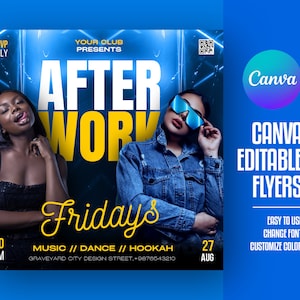 EDITABLE Canva, DJ Flyer Template, Night Club Party Flyer, Party Invite Flyer, DJ Disco Flyer, Birthday Bash Flyer, Canva Social Media Flyer