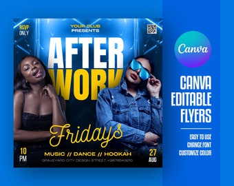 EDITABLE Canva, DJ Flyer Template, Night Club Party Flyer, Party Invite Flyer, DJ Disco Flyer, Birthday Bash Flyer, Canva Social Media Flyer