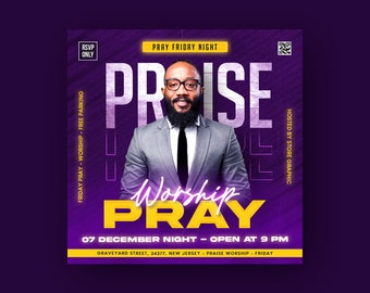 Church Flyer Praise & Worship, Editable PSD template Worship Flyer, Church flyer, Flyer Sale, Church Flyer Template, Worship Flyer Design