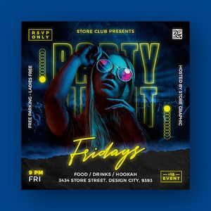 EDITABLE Club Flyer Template, Event Flyer, Night Party Invite Flyer , DJ Disco Flyer, Social Media Premade Flyer Design, Night Club Flyer