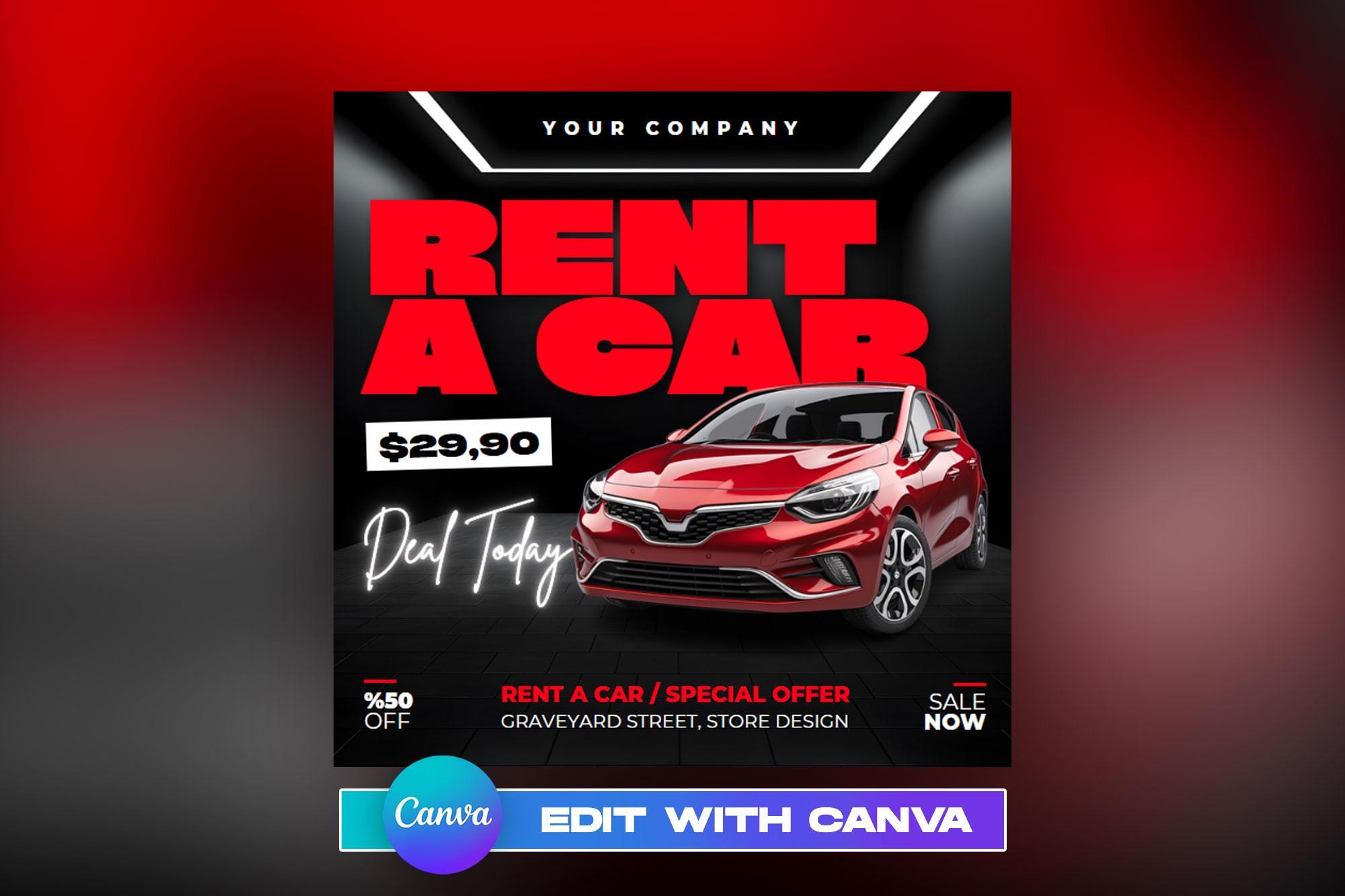EDITABLE Car Rent Flyer, Editable Car Rental Service Design, DIY Auto ...