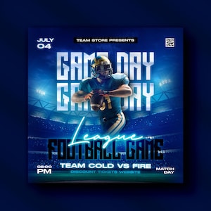 EDITABLE Football Template, Soccer Flyer, Sport Invite Flyer, Flyer, Social Media Premade Flyer Design