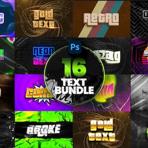 16 BUNDLE Abstract Text Effect, 3D Text, Retro Text Effect, Styles, Text Effects, Photoshop