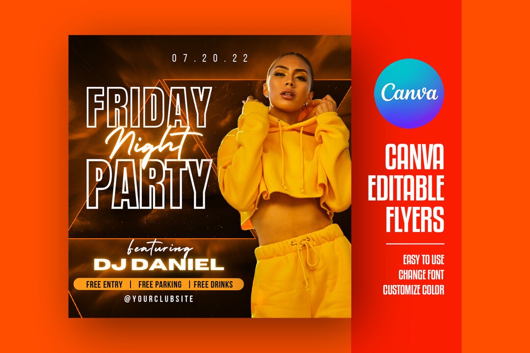 EDITABLE Canva DJ Flyer Template Night Club Party Flyer Party Invite 