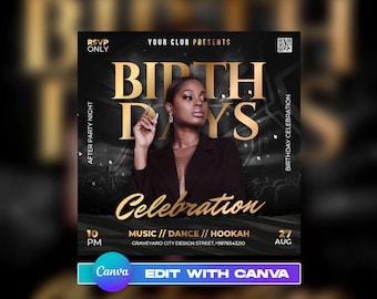 EDITABLE Club Flyer Template, Event Flyer, Night Party Invite Flyer , Luxury Party Flyer, Social Media Design, Ladies Night Party, Gold