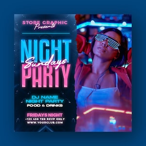 EDITABLE Club Flyer Template, Event Flyer, Night Party Invite Flyer , DJ Disco Flyer, Social Media Premade Flyer Design, Ladies Night Party