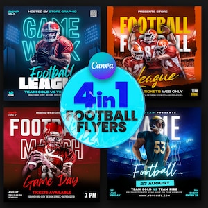 EDITABLE CANVA Football Template, Soccer Flyer, Sport Invite Flyer, Flyer, Social Media Premade Flyer Design