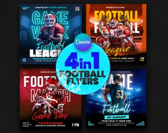 EDITABLE CANVA Football Template, Soccer Flyer, Sport Invite Flyer, Flyer, Social Media Premade Flyer Design