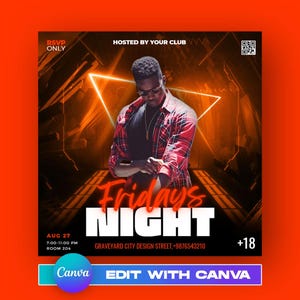 EDITABLE Club Flyer Template, Event Flyer, Night Party Invite Flyer , DJ Disco Flyer, Social Media Premade Flyer Design, Urban Party Flyer