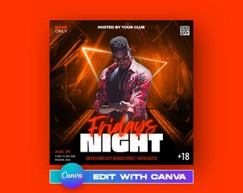 EDITABLE Club Flyer Template, Event Flyer, Night Party Invite Flyer , DJ Disco Flyer, Social Media Premade Flyer Design, Urban Party Flyer