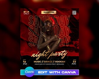 Luxury Night Party Flyer Template, Glowing Seduction, Event Design