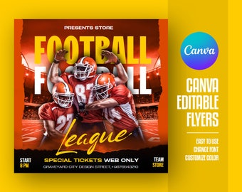 EDITABLE CANVA Football Template, Soccer Flyer, Sport Invite Flyer, Flyer, Social Media Premade Flyer Design