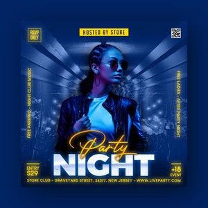 EDITABLE Club Flyer Template, Event Flyer, Night Party Invite Flyer , DJ Disco Flyer, Social Media Premade Flyer Design, Night Club Design