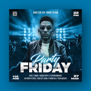 Event Flyer, DJ Flyer Template, Club Flyer, Party Invite Flyer, DJ Disco Flyer, Birthday Bash Flyer, Social Media Premade Flyer Design