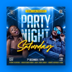 Event Flyer, DJ Flyer Template, Club Flyer, Party Invite Flyer, DJ Disco Flyer, Birthday Bash Flyer, Social Media Premade Flyer Design