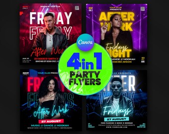 EDITABLE Canva, DJ Flyer Template, Night Club Party Flyer, Party Invite Flyer, DJ Disco Flyer, Birthday Bash Flyer, Social Media