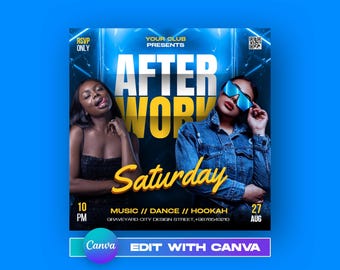 Party Night Flyer Template, Club Event, Premade Design