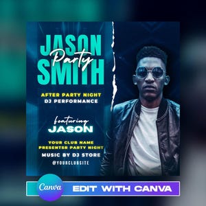 EDITABLE Club Flyer Template, Event Flyer, Night Party Invite Flyer , DJ Disco Flyer, Social Media Premade Flyer Design for Men