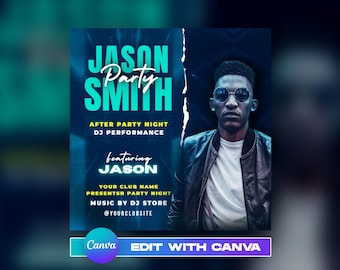 EDITABLE Club Flyer Template, Event Flyer, Night Party Invite Flyer , DJ Disco Flyer, Social Media Premade Flyer Design for Men