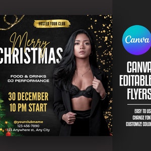 Folheto de Natal, Folheto de feriado, Folheto de boate, Folheto de Natal editável, Download instantâneo, Modelo de mídia social, Design de cartão-presente