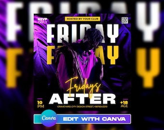 EDITABLE Club Flyer Template, Event Flyer, Night Party Invite Flyer , DJ Disco Flyer, Social Media Premade Flyer Design, Night Club Flyer