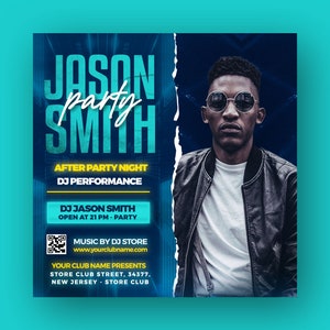 EDITABLE Club Flyer Template, Event Flyer, Night Party Invite Flyer , DJ Disco Flyer, Social Media Premade Flyer Design for Men