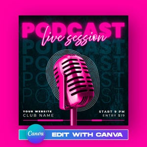 Podcast Event Flyer, Disco Party, Social Media Design image 1