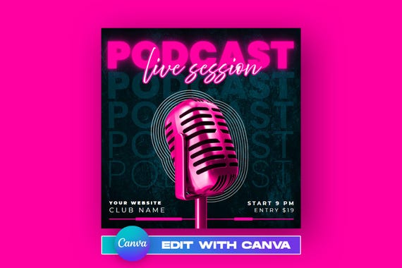 Podcast Flyer, Event Flyer, DJ Flyer Template, Club Flyer, Party Invite Flyer, DJ Disco Flyer, Social Media Premade Flyer Design