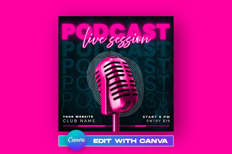 Podcast Event Flyer, Disco Party, Social Media Design image 1