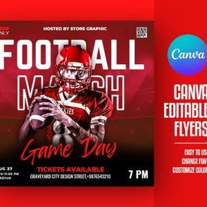 EDITABLE CANVA Football Template, Soccer Flyer, Sport Invite Flyer, Flyer, Social Media Premade Flyer Design