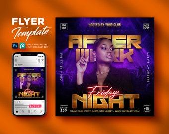 EDITABLE Party Flyer, Night Party, Party Flyer Template, Night Club Flyer Template