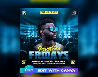 EDITABLE Party Flyer, Night Party, Party Flyer Template, Night Club Flyer Template