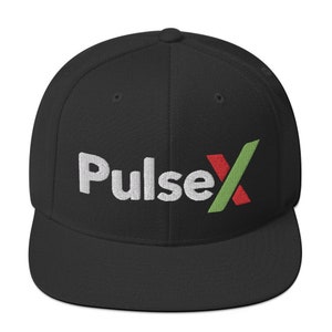 PulseX Crypto Snapback-keps, Pulsex myntbroderad keps, PLSX kryptokeps