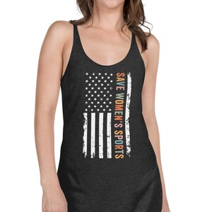 Save Women&#39;s Sports Tank Top Shirt, Protect Women&#39;s Sports, Save Girls Sports Tank Top, Patriotic USA Flag, Female Athletes Tee