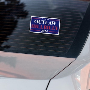 Outlaw Hillbilly 2024 Bumper Sticker, Funny Trump Vance 2024 Sticker, Vinyl Decal