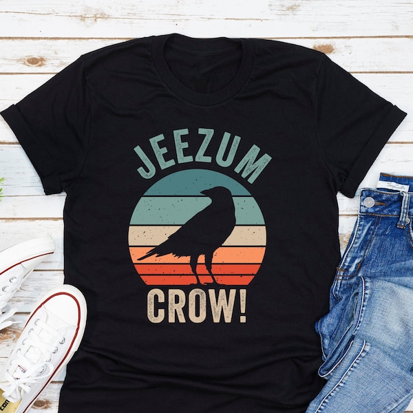 Jeezum Crow T-Shirt, Vermont State Bird Shirt, Vintage Crow Sunset Shirt