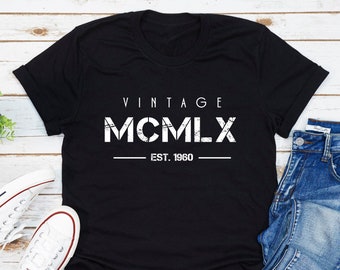 1960 年生まれのヴィンテージ T シャツ、ローマ数字 T シャツ、1960 年